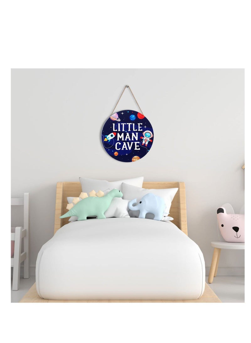 كابتن تيك Little Man Cave Wooden Sign Space Decor, Quote Wood Plaque, Nursery Hanging Wall Art Decor, For Kids Room Boy Bedroom Kids Toddler Boys Playroom Living Room Decorations, Made of Wooden Material - Image 5