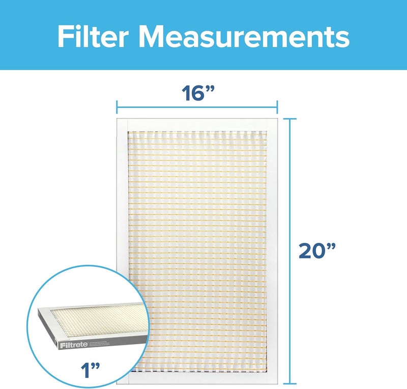 FILTRETE 16x20x1 AC Furnace Air Filter, MERV 5, MPR 300, Capture Unwanted Particles, 3-Month Pleated 1-Inch Electrostatic Air Cleaning Filter, 6-Pack (Actual Size15.69x19.69x0.81 in) - Image 2
