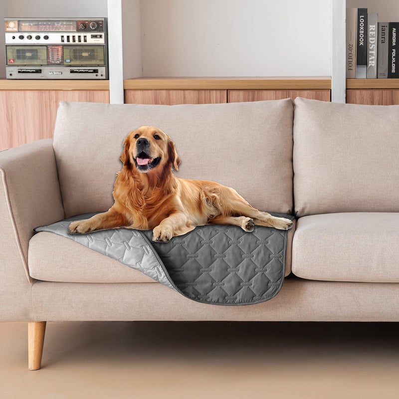 gogobunny 100% Double-Sided Waterproof Dog Bed Cover Pet Blanket Sofa Couch Furniture Protector for Puppy Large Dog Cat, Reversible (30x30 Inch (Pack of 1), Dark Grey/Light Grey) - Image 1