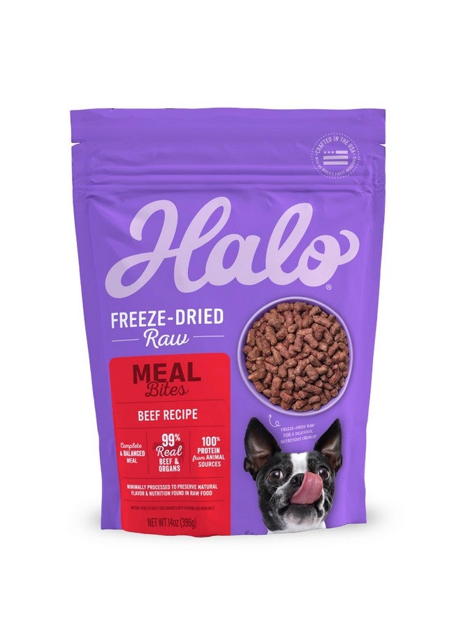 Halo Meal Bites Freeze Dried Raw Dog Food, Beef Recipe, Real Meat Dog Food Bag, Adult Recipe, 14Oz Bag - Image 1