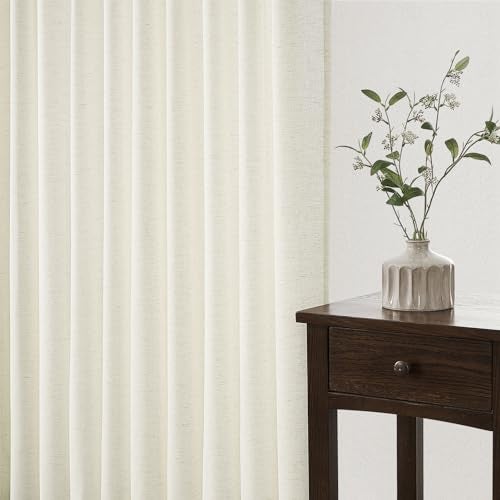 Topfinel Pinch Pleated Curtains 90 Inches Long 2 Panels Set,Natural Cream Semi Sheer Cotton Blend Fabric Aesthetic Advanced Curtain Drapes for Living Room Bedroom,40x90 inch Length - Image 5