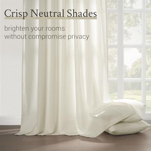 Topfinel Pinch Pleated Curtains 90 Inches Long 2 Panels Set,Natural Cream Semi Sheer Cotton Blend Fabric Aesthetic Advanced Curtain Drapes for Living Room Bedroom,40x90 inch Length - Image 3