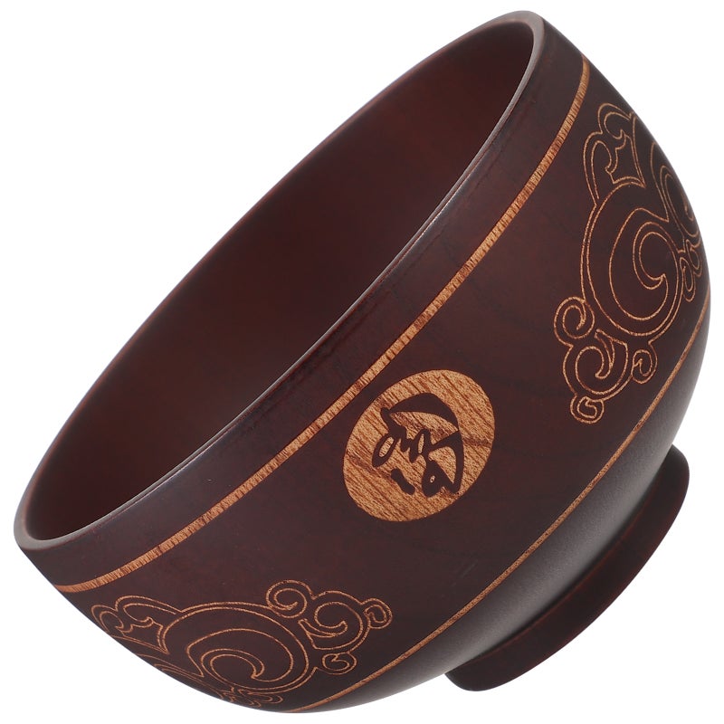 Ethnic Style Wood Carving Food Bowl Food Container Bowl Salad Bowl for Home - Image 1