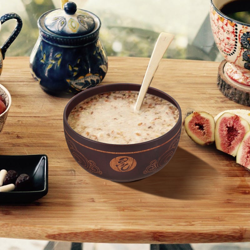 Ethnic Style Wood Carving Food Bowl Food Container Bowl Salad Bowl for Home - Image 2