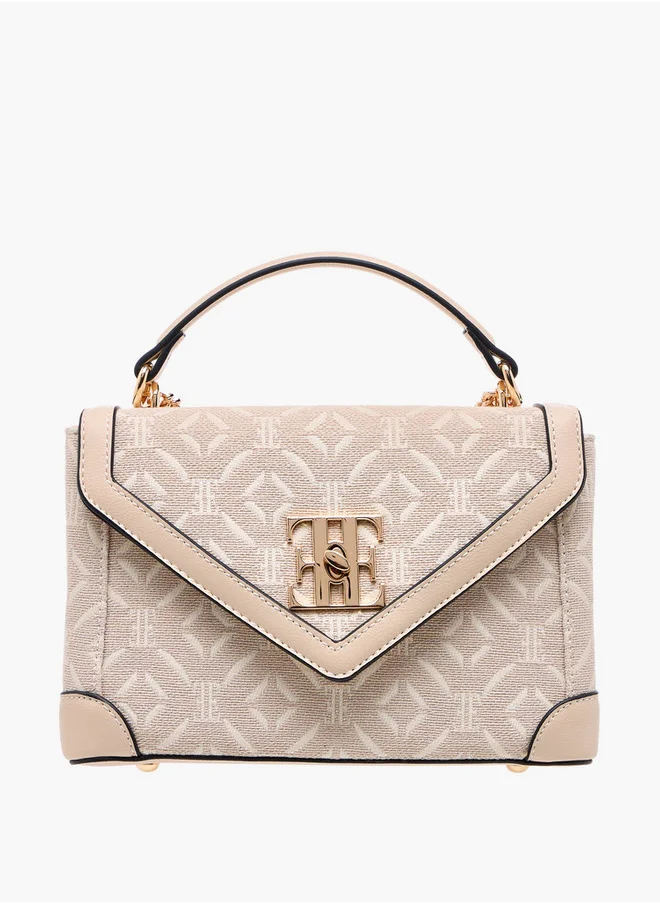 ايل Women's Logo Textured Crossbody Bag with Twist Lock Closure