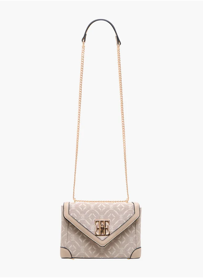 ايل Women's Logo Textured Crossbody Bag with Twist Lock Closure
