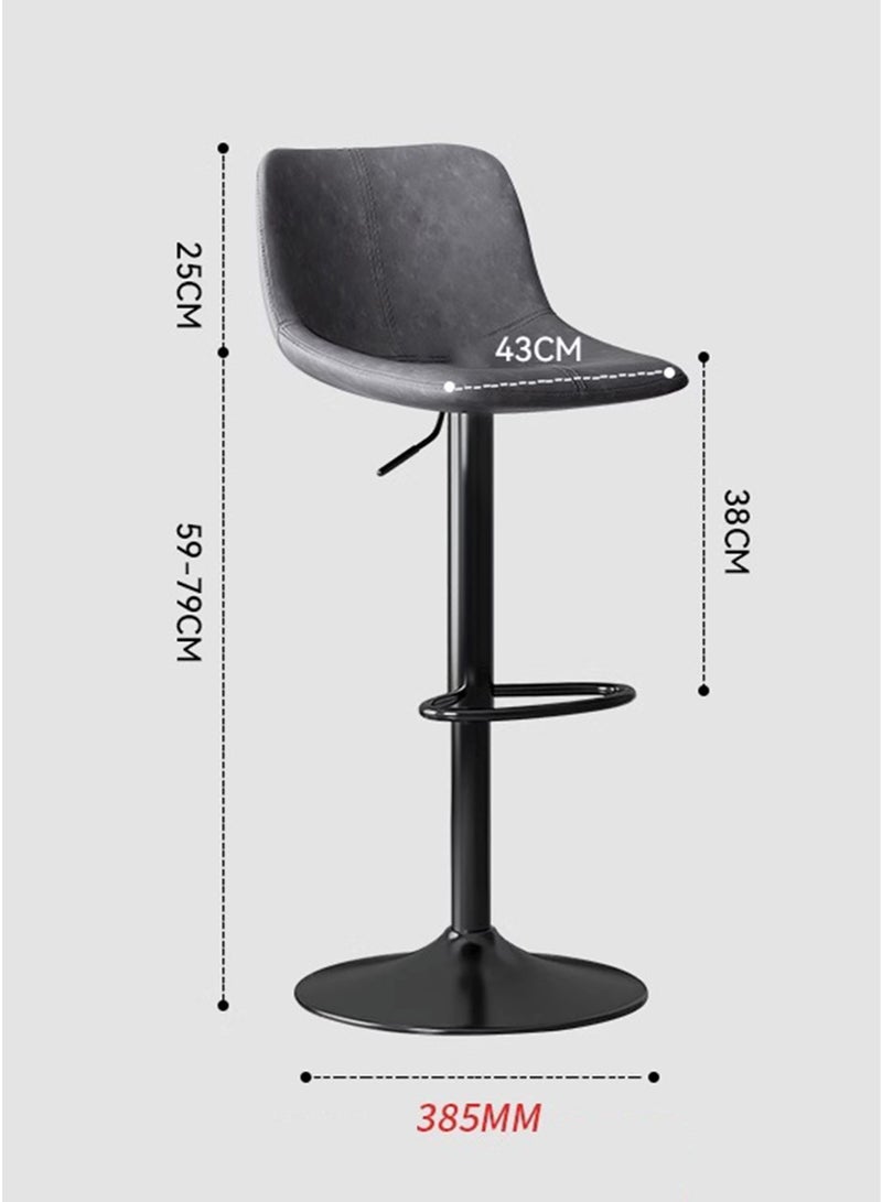 Sharpdo Bar Stools,Leather Bar Chair,Comfortable Adjustable High Bar Chair with 360°Swivel Perfect for Home Kitchen Counter Dining High Footrest Stool 38.5*43*(84-104)CM  - Image 4
