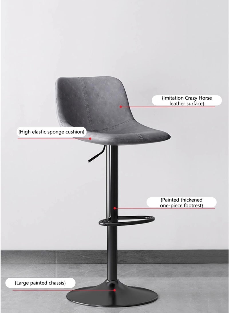 Sharpdo Bar Stools,Leather Bar Chair,Comfortable Adjustable High Bar Chair with 360°Swivel Perfect for Home Kitchen Counter Dining High Footrest Stool 38.5*43*(84-104)CM  - Image 5