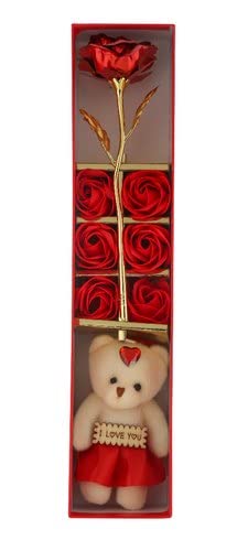 Upheavel Upheavel Love Box Set with Teddy Big and Small Roses Special Valentines Gift for Valentines Day Girlfriend Wife Fiance Boyfriend Husband Love 