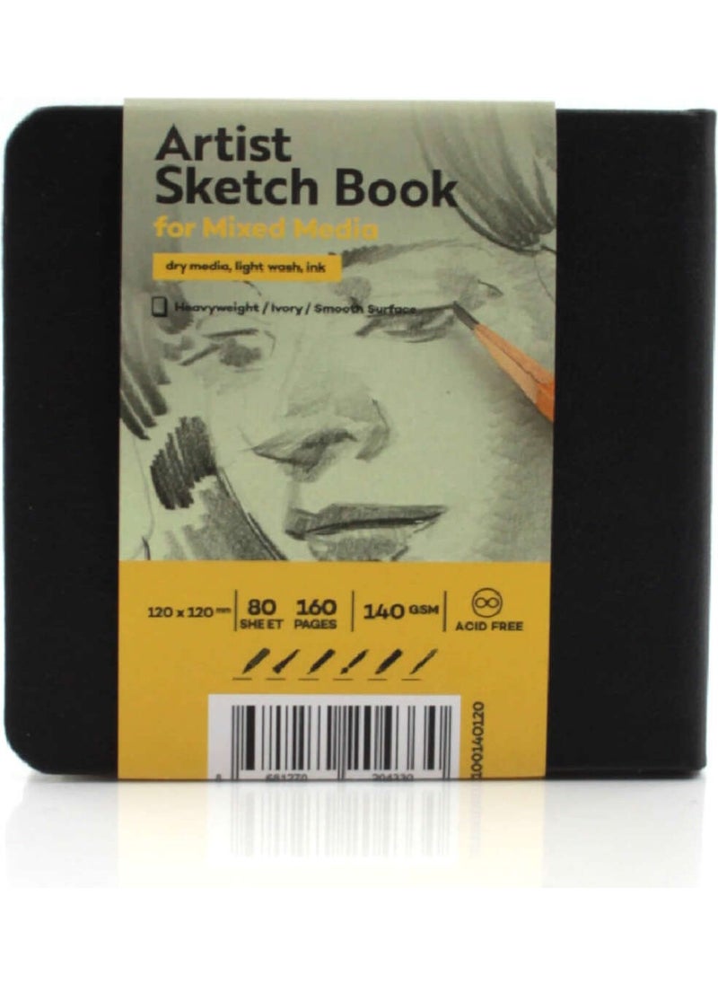 Hobby Market Art Sketchbook Hard Cover Sketch Drawing Book 140 Gr. 12X12 cm. 80 Ed. Black - pzsku/Z67D2B7D7154F004B270DZ/45/_/1725722208/170adb23-27b7-4e1f-b05e-449a1fb6c5e5