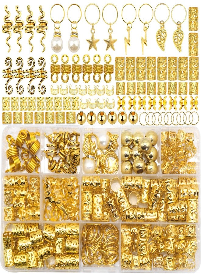 VENOFEN 217PCS Gold Hair Jewelry Hair Cuffs for Braids Metal Dreadlock Beads Braids Jewelry Pearl Loc Jewerly Braid Accessories Hair Decoration for Women and Men - Image 1