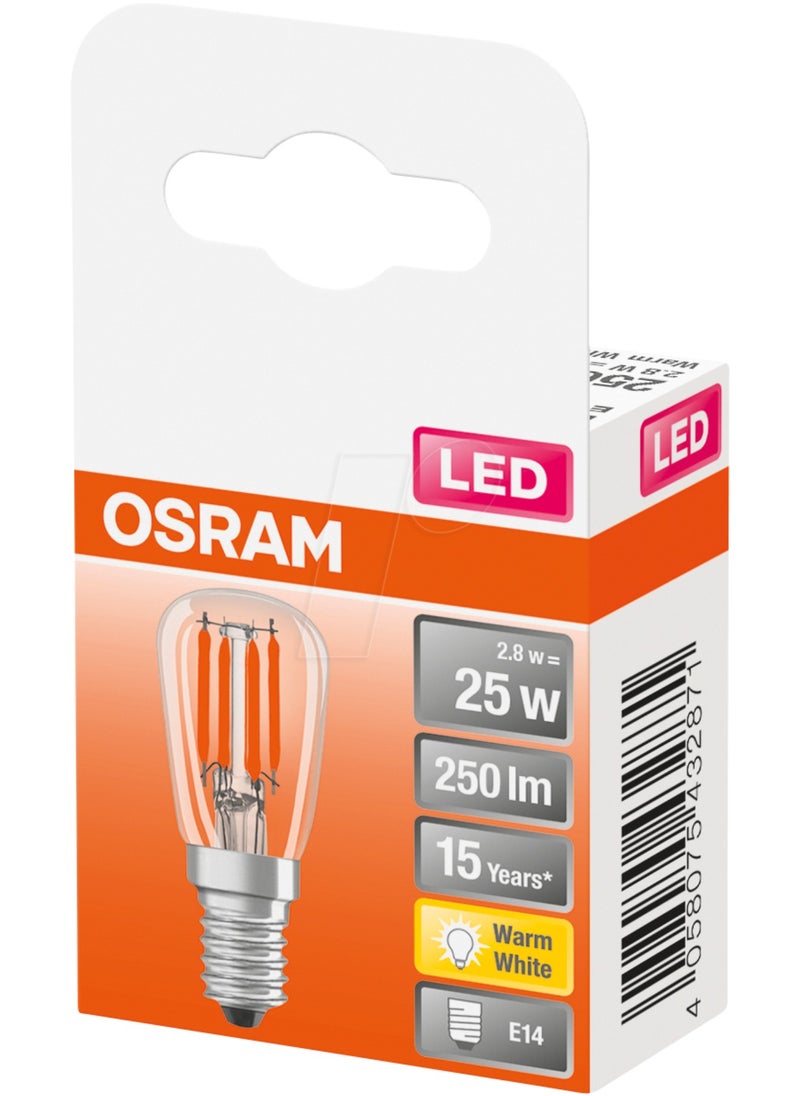 Osram - Osram E14 LED T26  Filament Clear 2.8W 827 300° beam angle Warm White, 250lm - Image 1