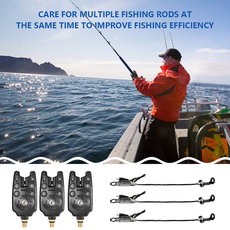 COONOR Bite Alarm: 2 Black LED Swingers - High Sensitivity Adjustable Tone Audio Visual Alerts for Night Fishing - Image 3