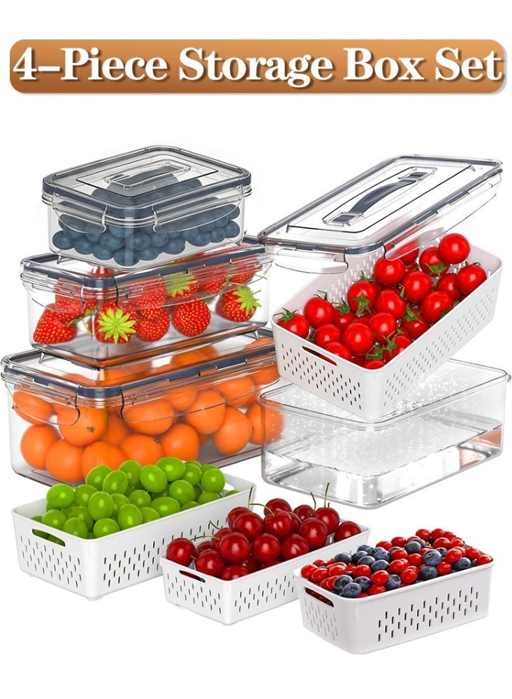 Malaksky 4 PCS Fruit storage Containers for Fridge with Removable Colander, Leakproof Food Storage Containers with lids, Dishwasher & Microwave Safe Produce Containers to Keep Fruits Fresh - Image 1