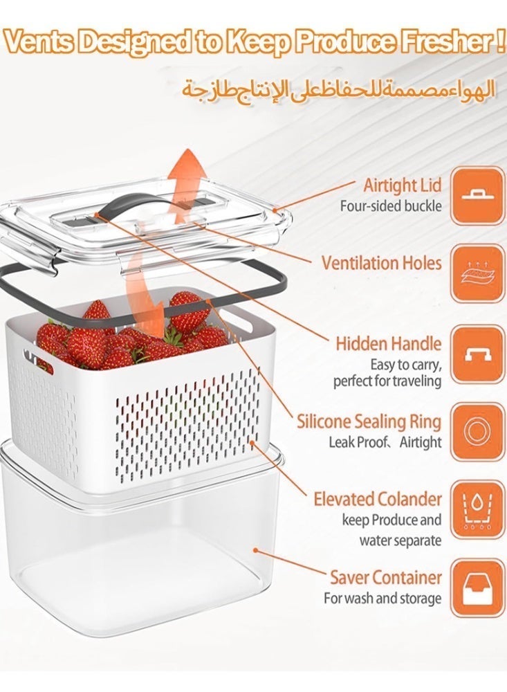Malaksky 4 PCS Fruit storage Containers for Fridge with Removable Colander, Leakproof Food Storage Containers with lids, Dishwasher & Microwave Safe Produce Containers to Keep Fruits Fresh - Image 3