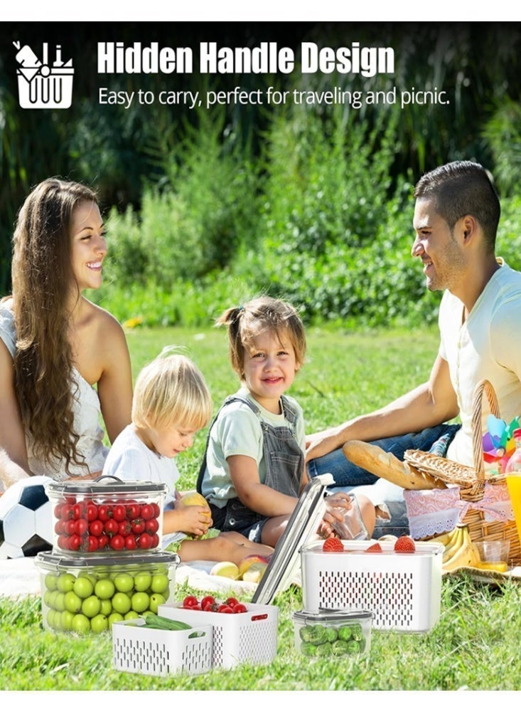 Malaksky 4 PCS Fruit storage Containers for Fridge with Removable Colander, Leakproof Food Storage Containers with lids, Dishwasher & Microwave Safe Produce Containers to Keep Fruits Fresh - Image 5
