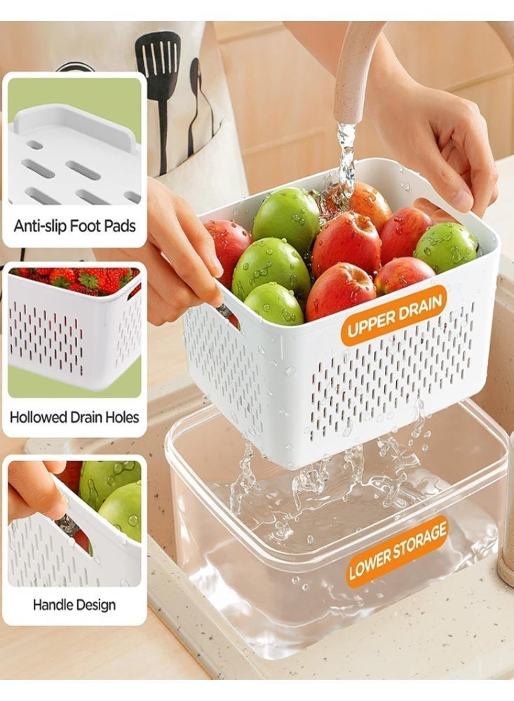 Malaksky 4 PCS Fruit storage Containers for Fridge with Removable Colander, Leakproof Food Storage Containers with lids, Dishwasher & Microwave Safe Produce Containers to Keep Fruits Fresh - Image 4