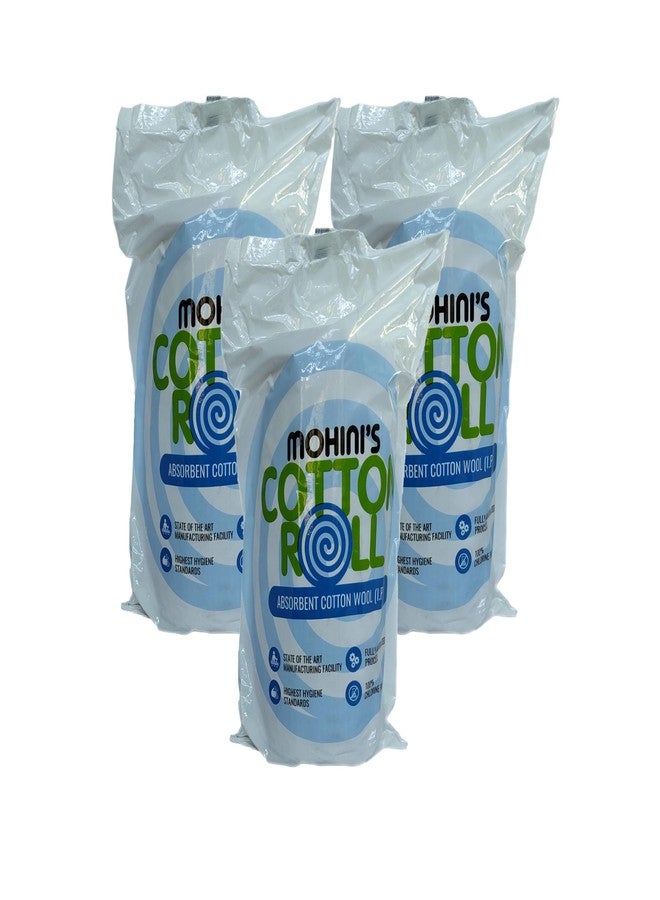 MOHINI 200 gm Absorbent Cotton Roll for Medical Use, Wipes & First Aid Kits - Premium Cotton Wool Roll for Knitting, Urine Absorbent Sheets, Tissue, Toilet, and Kitchen Roll (Pack of 3, 200 gm Each) - Image 1