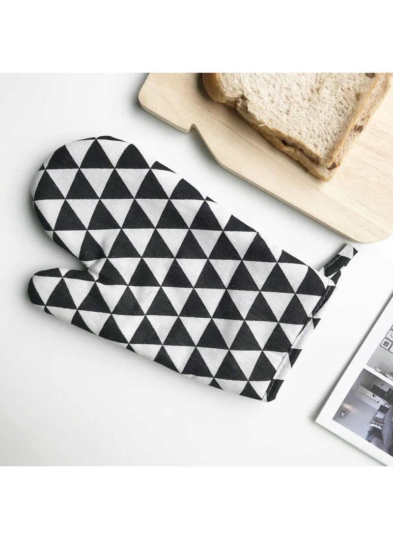 Nordic style microwave oven heat insulation gloves oven anti-scalding gloves high temperature kitchen baking gloves factory direct sales GRAY CHECK - Image 2