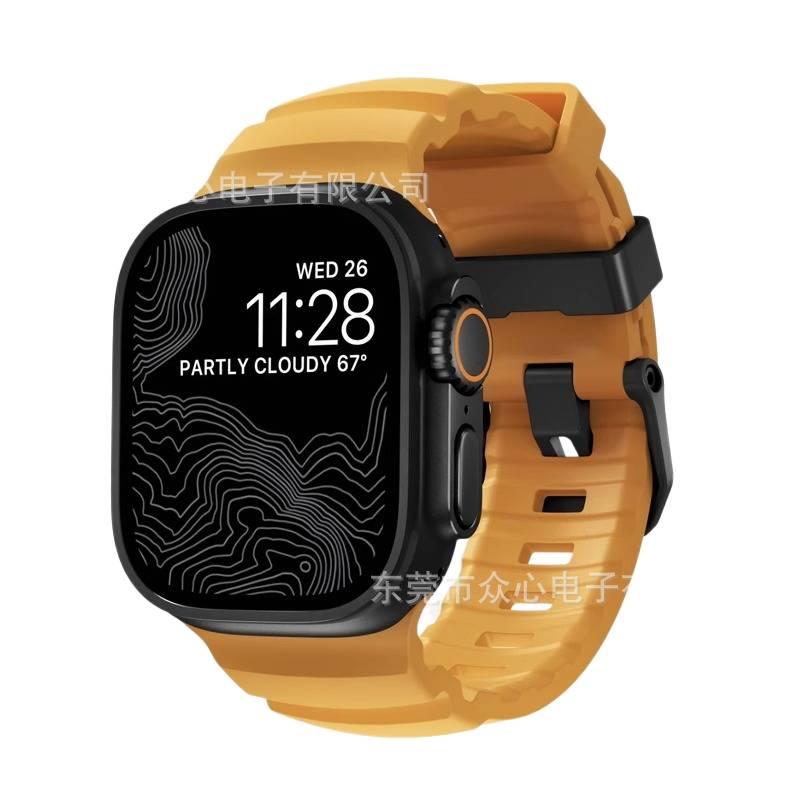 سوار ساعة ذكية باللون فضي قابل للتعديل سوار رياضي من السيليكون متوافق مع Apple Watch 42/44/45/49mm بملاءمة قابلة للتعديل وحزام بديل - Image 5