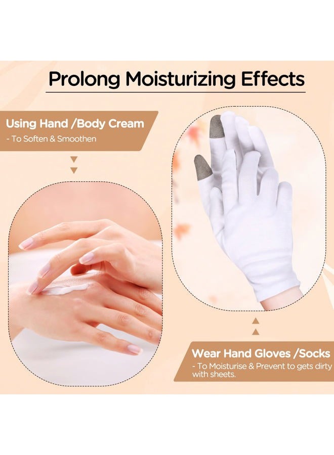 YASUOA 2 Pairs Touch Screen Thin Moisturizing Gloves, White Cotton Moisturizing Gloves for Dry Hands Skin Spa Gloves Rough-Cracked Chapped Eczema - Image 4