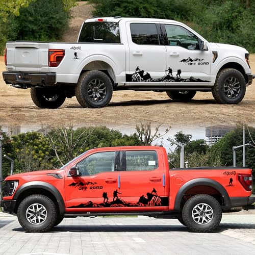 Agulier 4X4 Off Road Sport Graphic with Mountain Truck Stickers Compatible with Ford F150 Vinyl Racing Stripes Hiking Long Car Body Side Decals Decoration Accessories (3Pcs Black) - Image 5