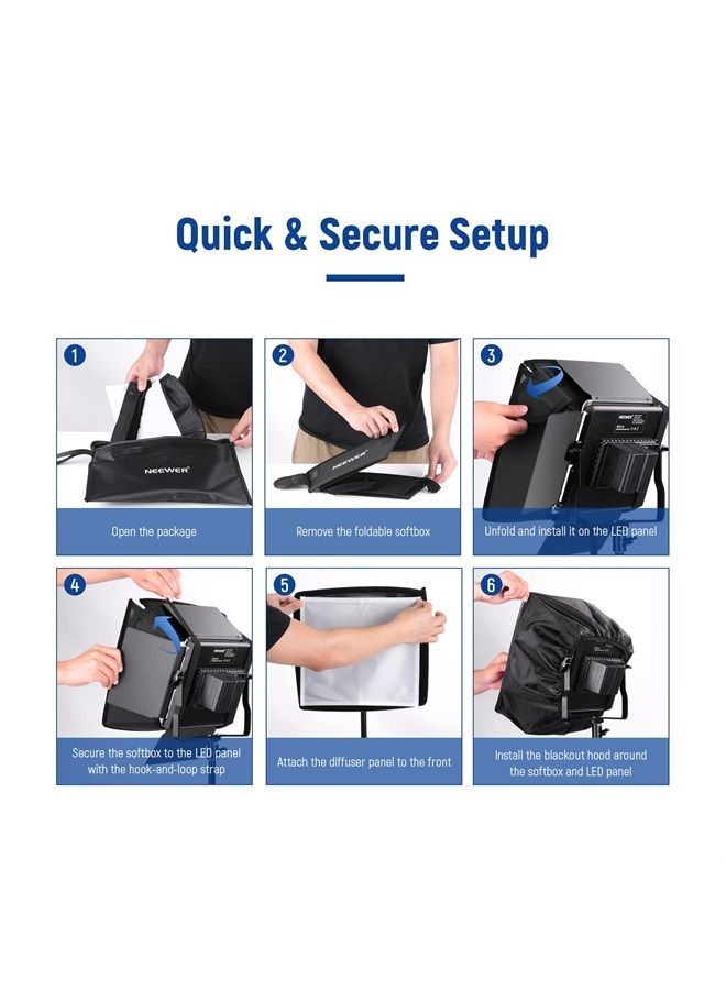 NEEWER 12.2” x 11.4” Foldable Softbox Diffuser with Grid and Bag for NEEWER NL660/SNL660/RGB660/SNL530 LED Video Light Panel, Ideal for Photo Video Studio Portrait Photography, YouTube Video Lighting - Image 2