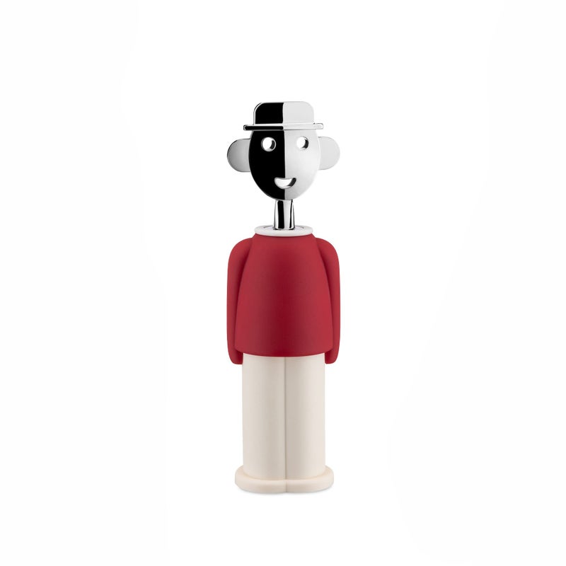 ALESSI Alessi AAM23 R Alessandro M  Design Corkscrew in Chromeplated Zamak and Thermoplastic Resin Red and White 