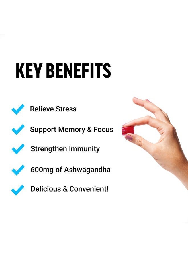 Force Factor أشوا الرائعة لتخفيف التوتر، الذاكرة، التركيز، ودعم المناعة، مكمل أشواغاندا مع KSM-66 أشواغاندا للتوتر، 60 مضغاة لينة - Image 3