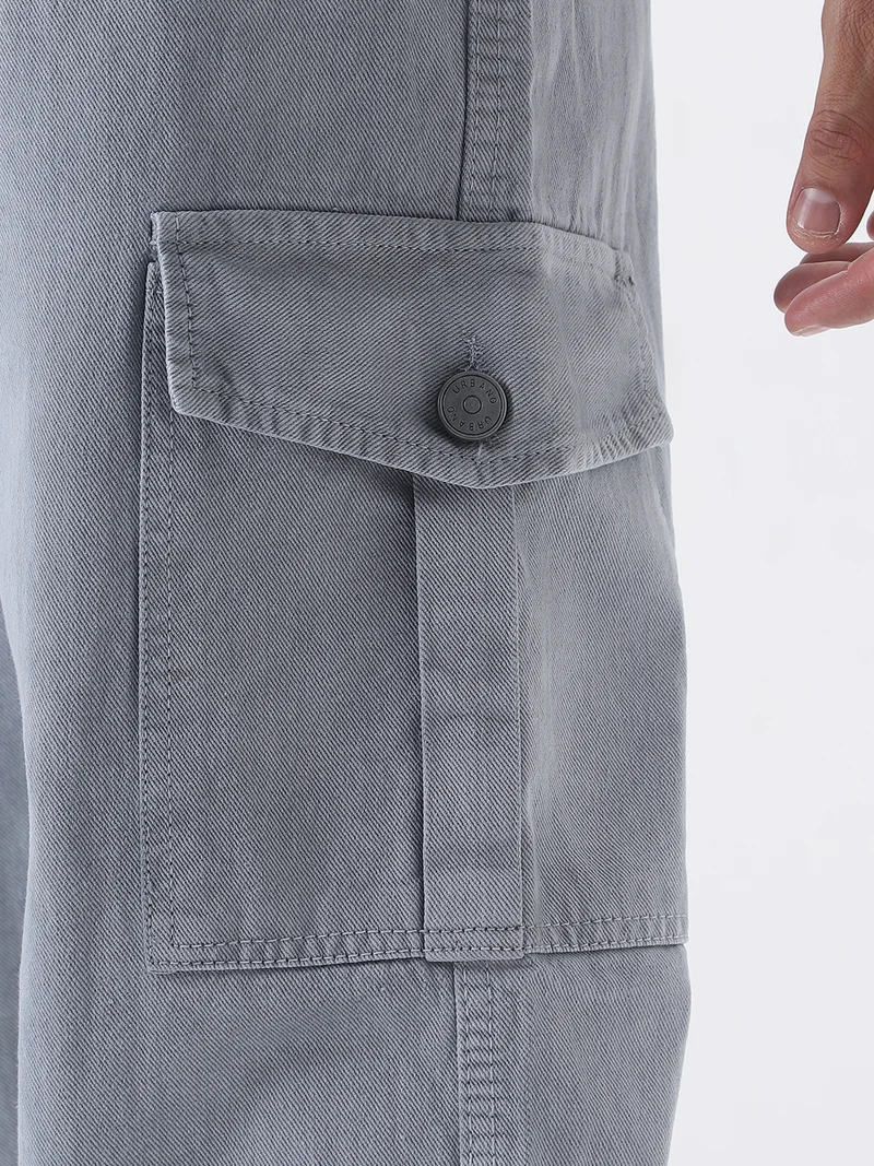 Urbano Fashion  Urbano Fashion Men's Ice Grey Loose Fit Cargo Jeans with 6 Pockets Non-Stretchable  | Best Price UAE