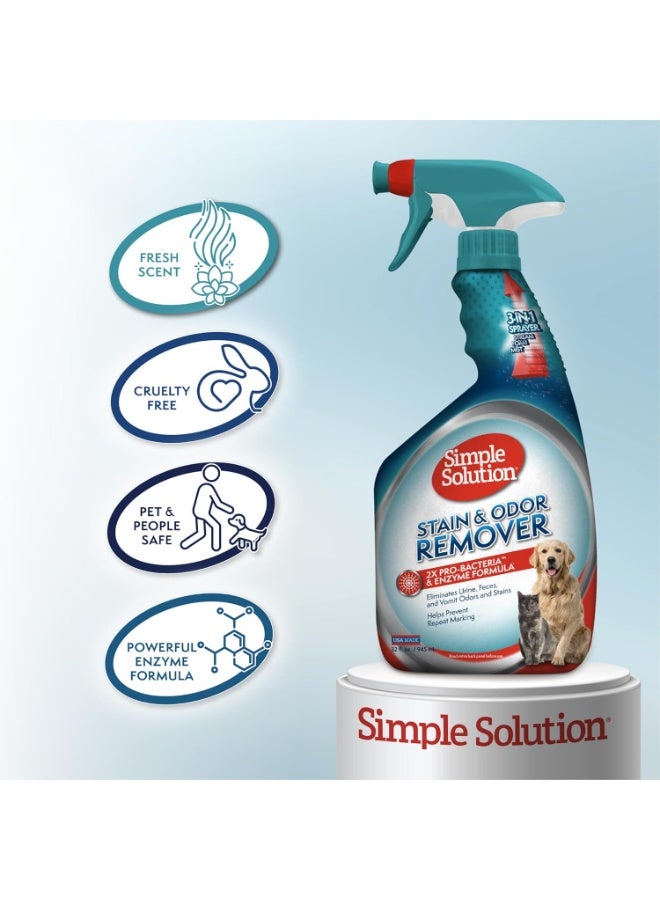 Simple Solution Stain & Odor Eliminator for Pets, Carpet Deodorizer, Enzyme Pet Odor Eliminator for Home, Stain Remover for Cat & Dog Pee, Urine Destroyer, Carpet Cleaner Spray, 32 oz - Image 2