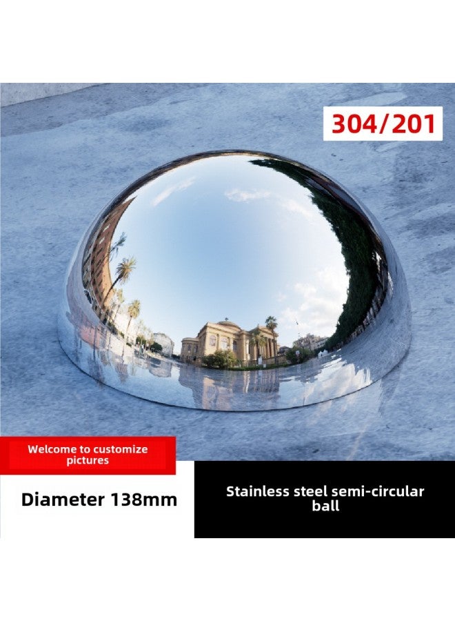 1mm Stainless Steel Hollow Semicircular Ball Mirror Wall Decoration Stainless Steel Hemispherical Tube Sealing Metal Semicircular Ball-Specifications:138*201 Stainless Steel*polished Mirror - Image 1