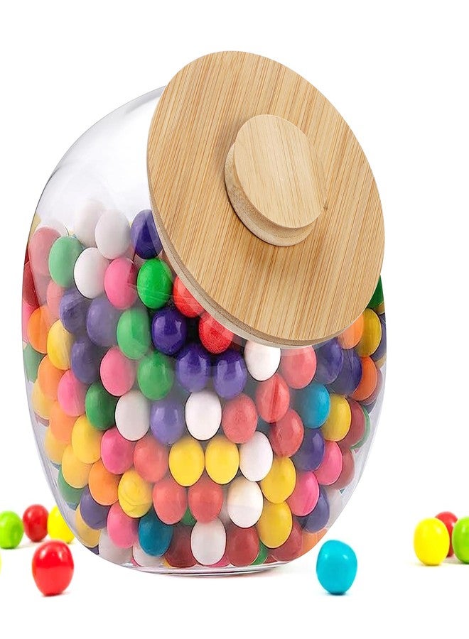 ELLDOO Clear Slanted Plastic Storage Jar with Bamboo Lid, Wide Mouth Laundry Pods Container Dishwasher Pods Holder, Coffee Pod Holder for Nespresso K Cup, Candy Cookie Jars for Coffee Bar Kitchen - Image 1