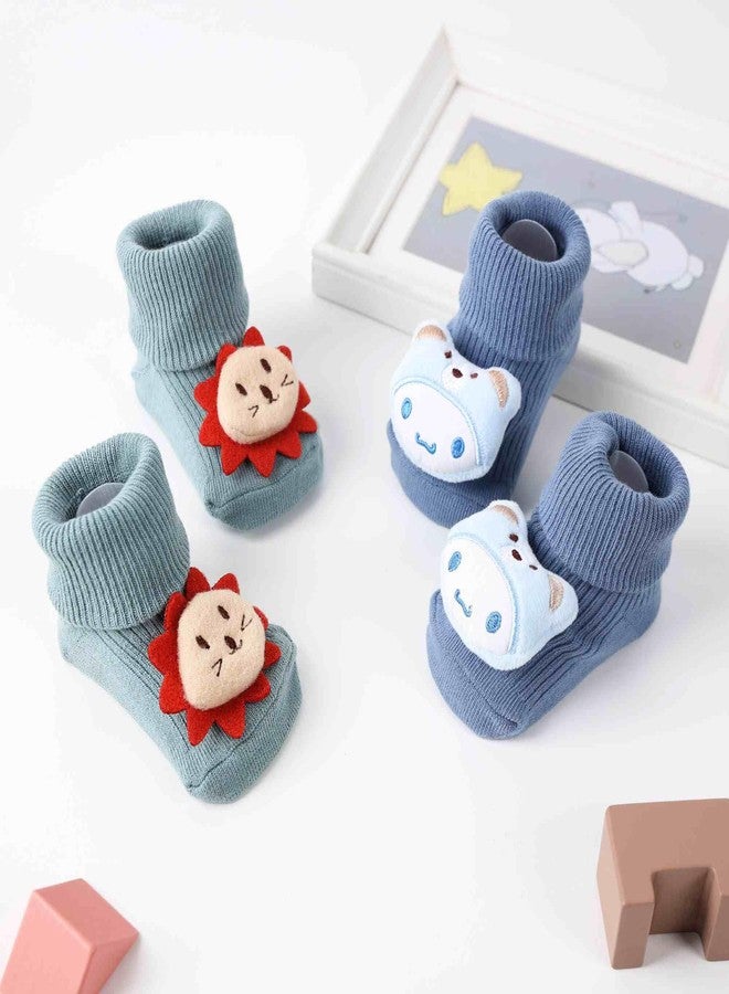 Kicks & Crawl Baby Boys & Baby Girls Anti-skid/slip Safari Pals Socks (Pack of 2) - Image 2
