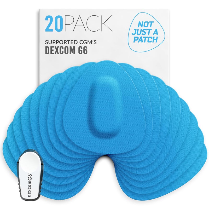 Not Just A Patch Dexcom G6 Adhesive Patches 20 Pack Dexcom G6 Stickers Adhesive Patches for Skin Water Resistant Dexcom Overpatch G6 for Active Lifestyle 1014 Days Blue