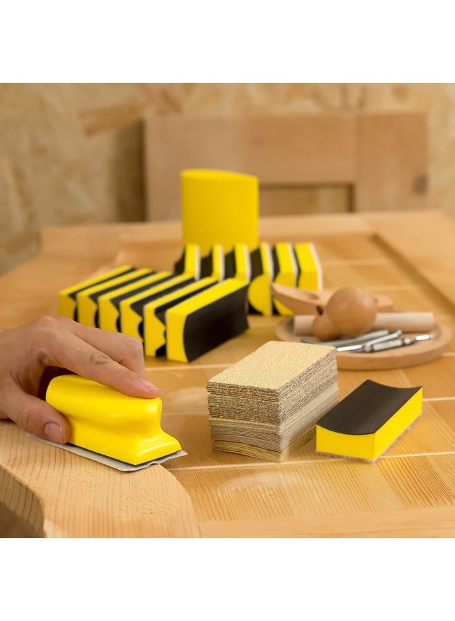 Shawya 56 PCS Hand Sanding Block Set -16 PCS Contoured Profile Sander Block + 40 Sheet Sandpaper Kit Interchangeable Assorted Convex & Concave Shapes - Sand Wood Woodworking Furniture, Auto Paint - Image 5