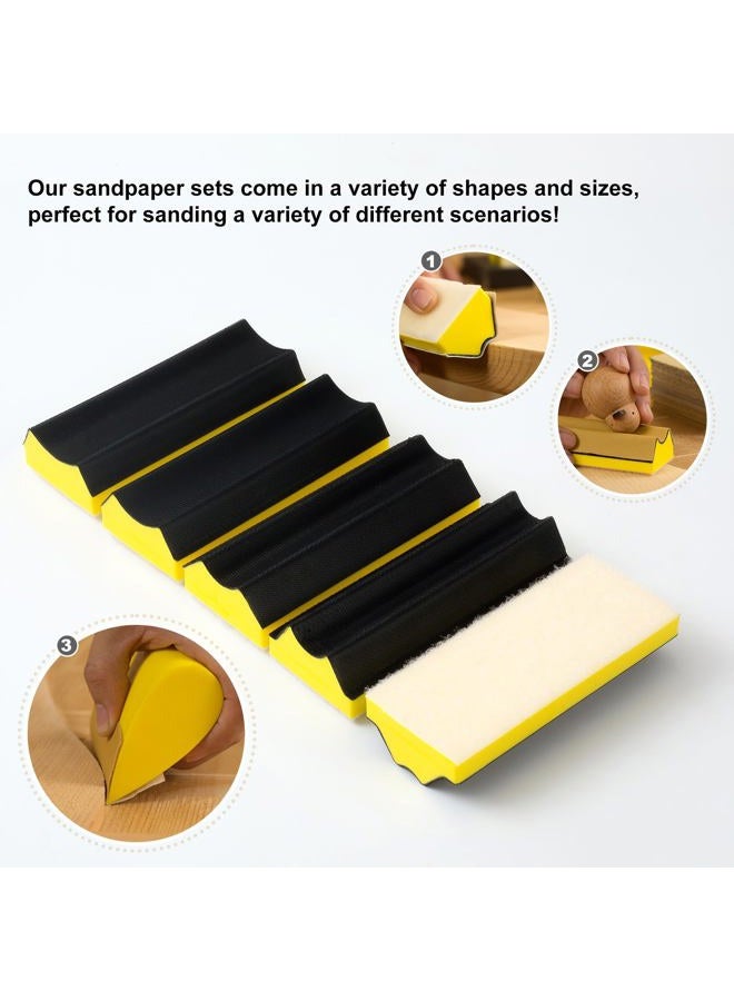 Shawya 56 PCS Hand Sanding Block Set -16 PCS Contoured Profile Sander Block + 40 Sheet Sandpaper Kit Interchangeable Assorted Convex & Concave Shapes - Sand Wood Woodworking Furniture, Auto Paint - Image 4