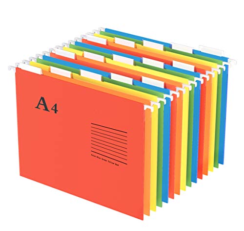 Oterri Hanging File Folders, A4 Size with 5 Elegant Colors to Choose, 1/5-Cut Adjustable Tab,15pcs Per Box - Image 1