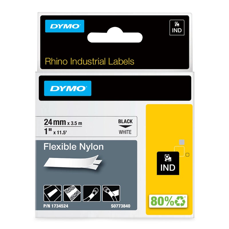 DYMO Industrial Labels 1 Flex Nylon Black on White 1734524 - Image 2