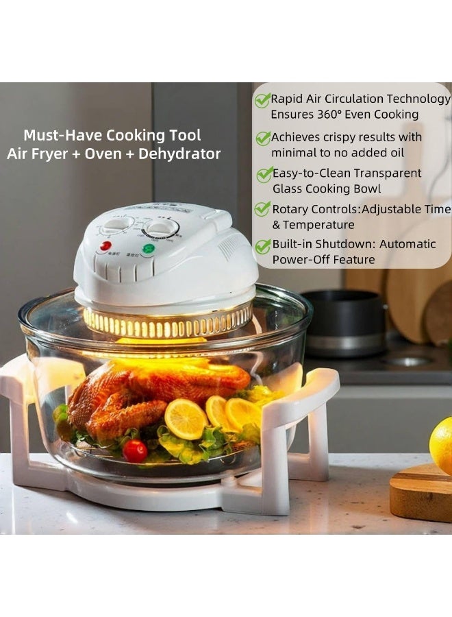Bukela 12 L Glass Air Fryer with Mechanical Rotary Dial & Transparent Glass Basket | 7-in-1 Multi-Function, Adjustable Temp/Time | For Steak, Shrimp, Fries, Wings, Chicken - Image 3