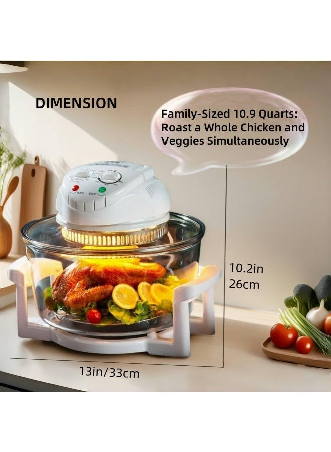 Bukela 12 L Glass Air Fryer with Mechanical Rotary Dial & Transparent Glass Basket | 7-in-1 Multi-Function, Adjustable Temp/Time | For Steak, Shrimp, Fries, Wings, Chicken - Image 2