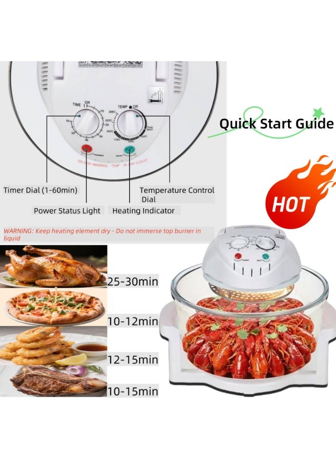 Bukela 12 L Glass Air Fryer with Mechanical Rotary Dial & Transparent Glass Basket | 7-in-1 Multi-Function, Adjustable Temp/Time | For Steak, Shrimp, Fries, Wings, Chicken - Image 4