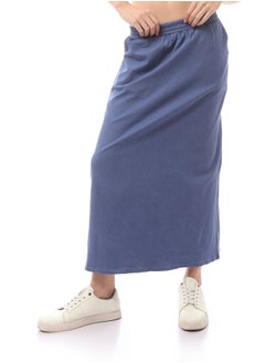 O169076 Slip On Dark Blue Skirt With Elastic Waist