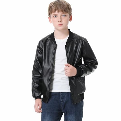 JYCPFLIT Boys Fashion PU Leather Motorcycle Jacket kids Faux Leather Jackets Coat Children's Outerwear Black 3-13 Years - Image 2