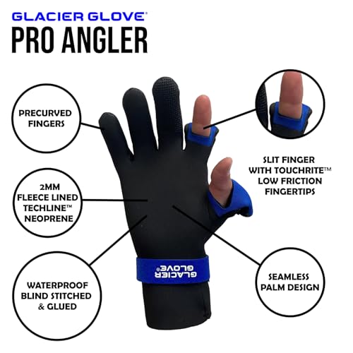 Glacier Glove Unisex Pro Angler Waterproof Flexible Fleece Lined Resistant Neoprene Touchscreen Slit Finger Winter Fishing Hunting Outdoor Protective Glove, Medium - Image 3