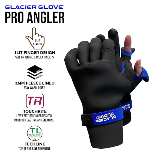 Glacier Glove Unisex Pro Angler Waterproof Flexible Fleece Lined Resistant Neoprene Touchscreen Slit Finger Winter Fishing Hunting Outdoor Protective Glove, Medium - Image 4