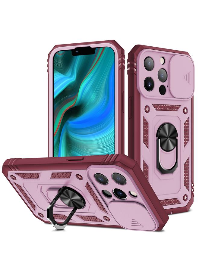 The Bros Case For iPhone 13 Pro Max Sliding Camera Cover Design TPU + PC Protective Case with 360 Degree Rotating Holder & Card Slot 