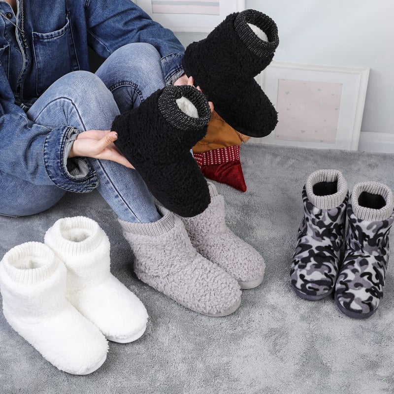 MIXIN Women's Comfort Warm Faux Fleece Fuzzy Ankle Bootie Slippers Plush Lining Slip-on House Shoes Anti-Slip Sole Indoor/Outdoor - Image 2