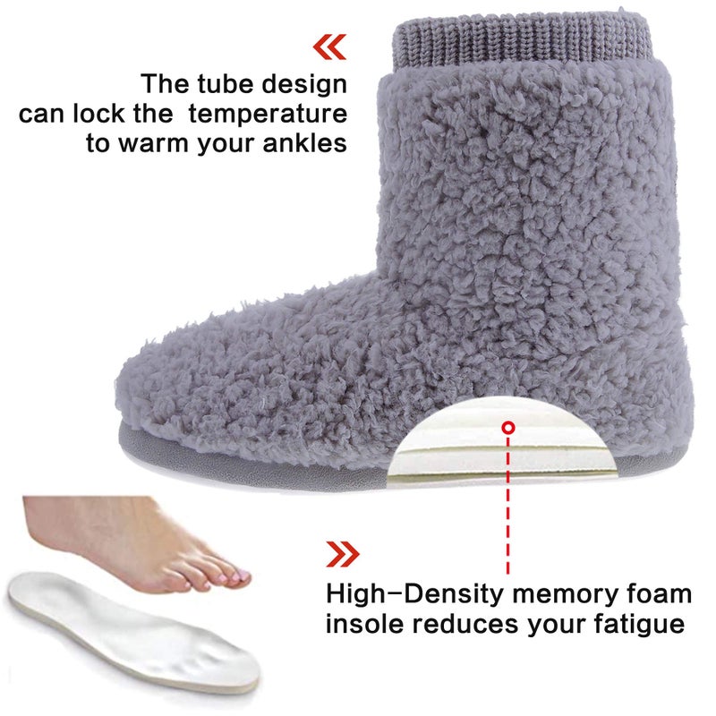 MIXIN Women's Comfort Warm Faux Fleece Fuzzy Ankle Bootie Slippers Plush Lining Slip-on House Shoes Anti-Slip Sole Indoor/Outdoor - Image 4