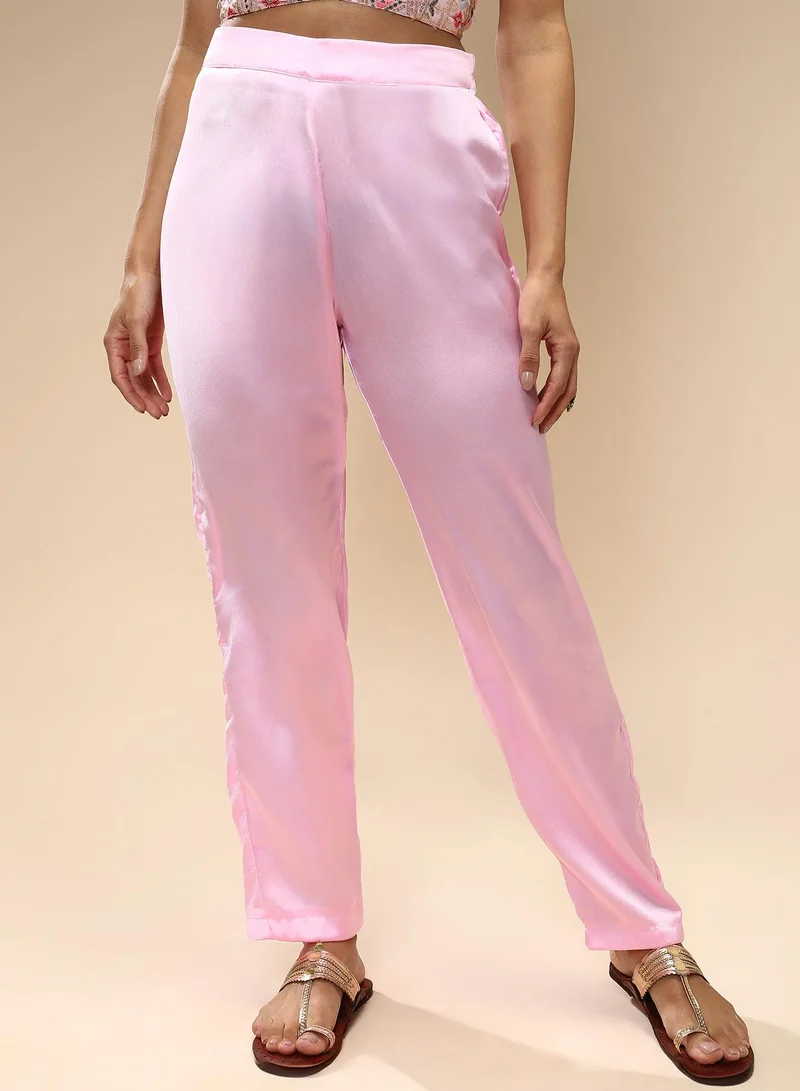 QISSA Women's Baby Pink Ethnic Block Co-Ord Set